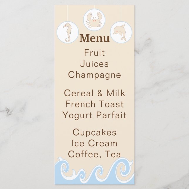 Menú Baby Shower "Under the Sea Mobile" (Anverso)