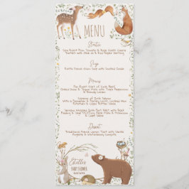 Menú Baby Shower Woodland Animals Forest Friends