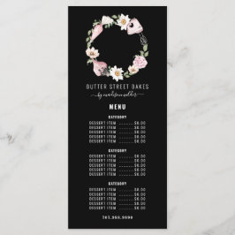 Menú Baker Pastry Watercolor Baking Utensil Floral