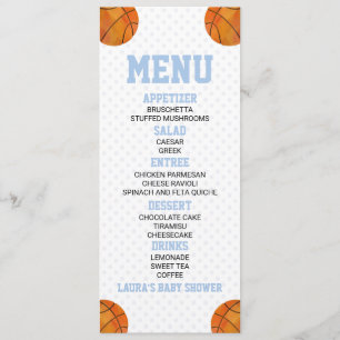 Menú Baloncesto Ball Sports Blue Baby Shower Food