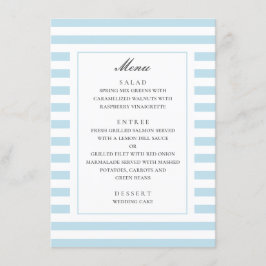 Menú Bandas náuticas azules. Boda moderno a rayas