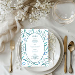 Menú Bar Bat Mitzvah Boda judío Personalizado de Botáni<br><div class="desc">Un menú personalizado perfecto para una mitzvah de murciélago, el bar mitzvah u otra celebración judía! Hand hizo arte acuarela por ti en la parte delantera y trasera. ¡TODO PERSONALIZABLE! Haga clic en "Personalizar" para editar el texto. Haga clic en "editar usando la herramienta de diseño" para ajustar las fuentes,...</div>
