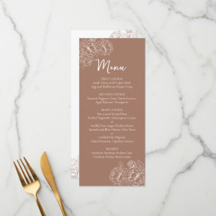 Menú Bar Boda Floral Mocha Mousse Boho de doble cara+