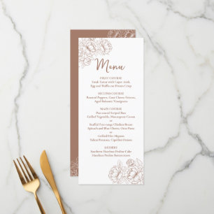 Menú Bar Boda Floral Mocha Mousse Boho de doble cara+