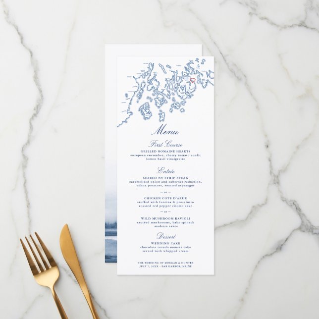 Menú - Bar Harbour Maine Penobscot Bay Map (Anverso/Reverso In Situ)