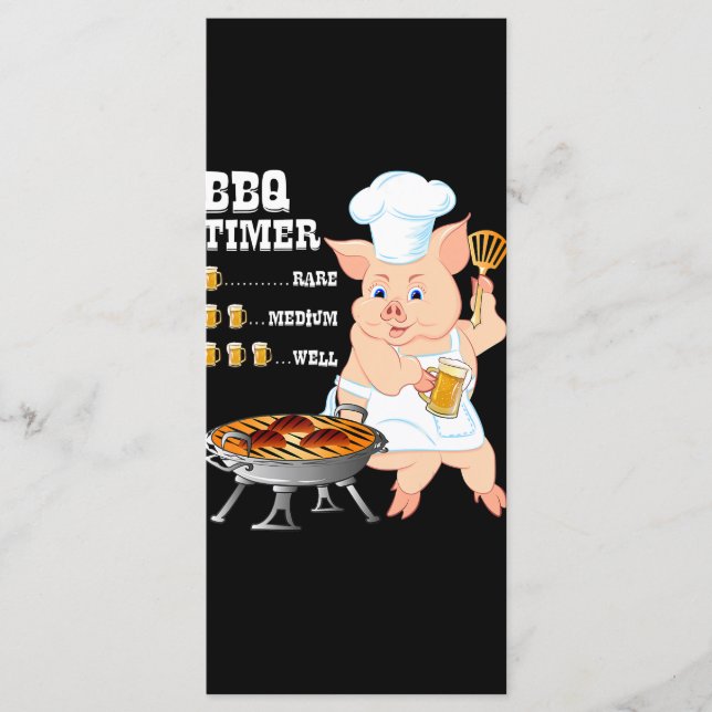 Menú Barbacoa | BBQ Timer Pig Grill Barbecue Beer Lover (Anverso)