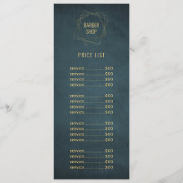 Menú Barbershop elegantes servicios de oro y marina vin