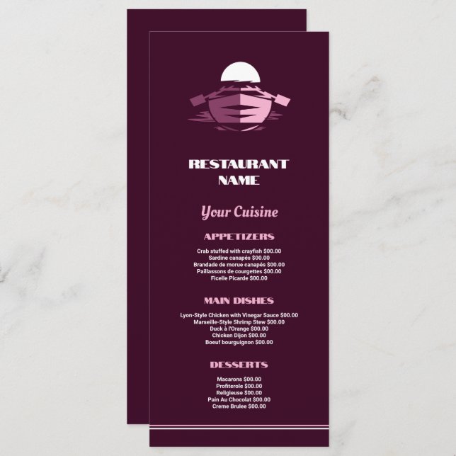 Menú Barco de pesca, Restaurante Slimline (Anverso / Reverso)