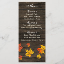 Menú Barnwood Rústica Fall carta de bodas
