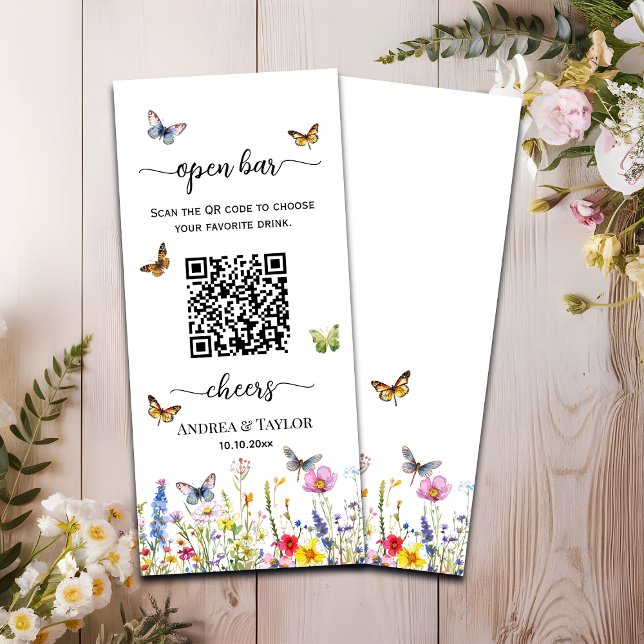 Menú Barra abierta de Boda de código QR para mariposas  (Subido por el creador)