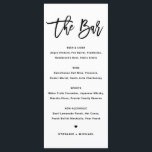 Menú Barra Boda de caligrafía moderna negrita negra<br><div class="desc">Añada estos artículos de papel de la carta de bebidas de personalizable a su tablescape de eventos. Presenta caligrafía moderna y tipografía simple en negro. Esta moderna tarjeta de menú del bar de caligrafía es perfecta para bodas,  duchas de novias,  duchas para bebés y mucho más.</div>