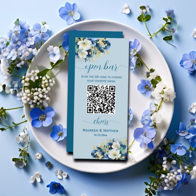 Menú Barra de Boda de código QR del Purpurina Dusty Blu (Subido por el creador)