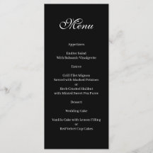 Menú básico y elegante en blanco y negro