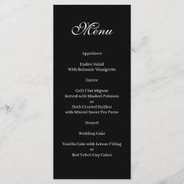 Menú básico y elegante en blanco y negro