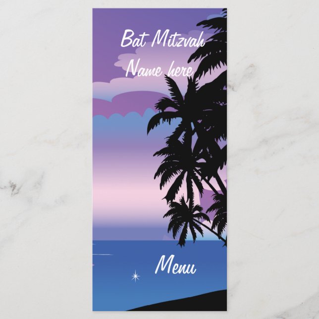 Menú Bat Mitzvah para Shelley (Anverso)