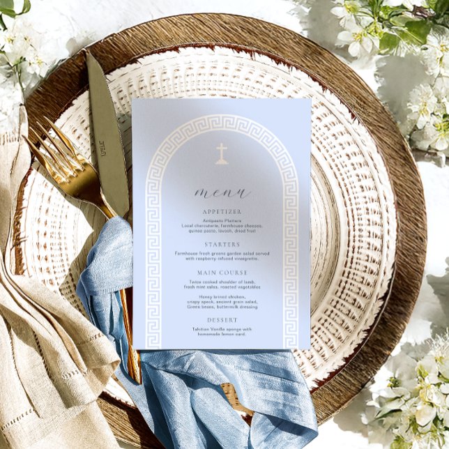 Menú Bautismo azul del arco de la clave griega (Subido por el creador)