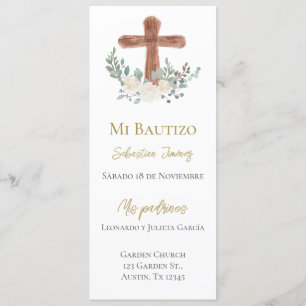 Menú Bautismo floral blanco