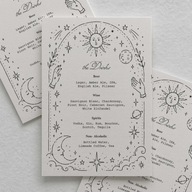 Menú Bebida de Boda Celestial Vintage (Subido por el creador)