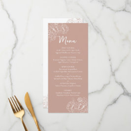 Menú Bebida de Boda floral Rubor Pink Boho de doble car