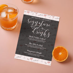 Menú Bebida de cóctel y gafas Firma Cóctel