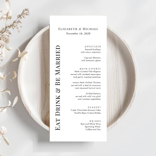 Menú Bebida moderna De Comer Se Casará Con Boda (Subido por el creador)