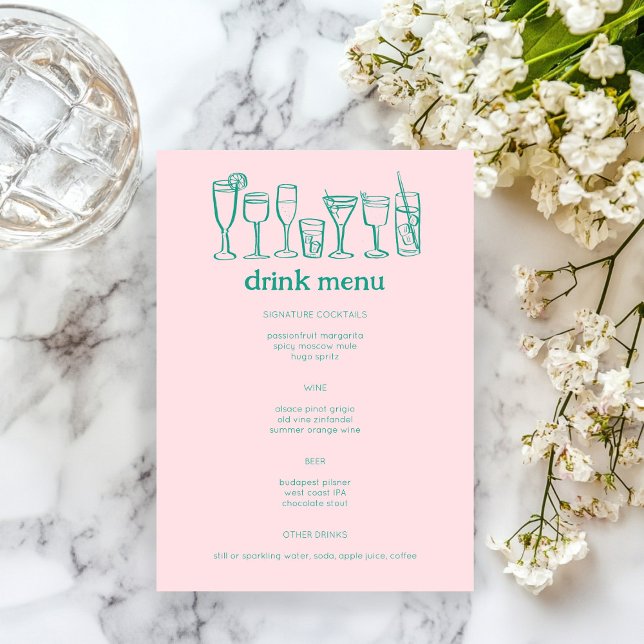 Menú Bebida PERSONALIZADO moderna con dibujos de dibujo (Cocktails Doodle Sketch Modern CUSTOM Drink Menu
)