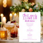 Menú Bebida PERSONALIZADO moderna con dibujos de dibujo<br><div class="desc">Utilice estas divertidas y extravagantes tarjetas de menú para su boda, fiesta de compromiso, ducha de novia u otro evento. Mano dibujada por mí para ti. Totalmente editable, agregue su propio texto o color de fondo. Haga clic en "personalizar" para editar el texto y "editar el diseño" para cambiar fuentes,...</div>