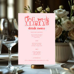Menú Bebida PERSONALIZADO moderna con dibujos de dibujo<br><div class="desc">Utilice estas divertidas y extravagantes tarjetas de menú para su boda, fiesta de compromiso, ducha de novia u otro evento. Mano dibujada por mí para ti. Totalmente editable, agregue su propio texto o color de fondo. Haga clic en "personalizar" para editar el texto y "editar el diseño" para cambiar fuentes,...</div>