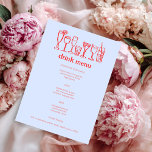 Menú Bebida PERSONALIZADO moderna con dibujos de dibujo<br><div class="desc">Utilice estas divertidas y extravagantes tarjetas de menú para su boda, fiesta de compromiso, ducha de novia u otro evento. Mano dibujada por mí para ti. Totalmente editable, agregue su propio texto o color de fondo. Haga clic en "personalizar" para editar el texto y "editar el diseño" para cambiar fuentes,...</div>