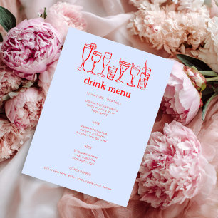 Menú Bebida PERSONALIZADO moderna con dibujos de dibujo