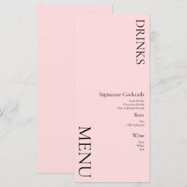 Menú Bebidas Simples Cóctel Vino Boda Rosa