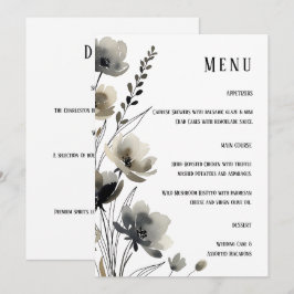 Menú Beige Neutral Floral Wedding