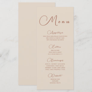 Menú beige terroso minimalista