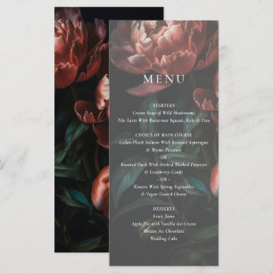 Menú Bella Artes romántico oscuro Boda floral