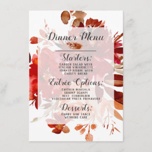 Menú Bella Rusa Floral Marcada acuarela Bohemiana