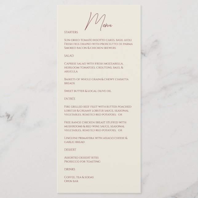 Menú Berry ・ Boda manuscrito de guiones (Anverso)