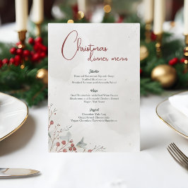 Menú Berry de invierno de color de agua navideña no fot