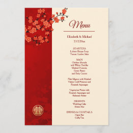 Menú BILINGÜE Flor de Cerezo Roja Boda China
