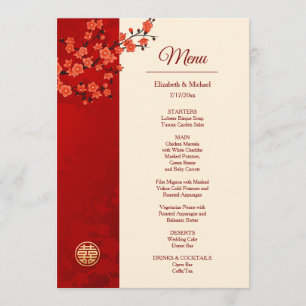 Menú BILINGÜE Flor de Cerezo Roja Boda China