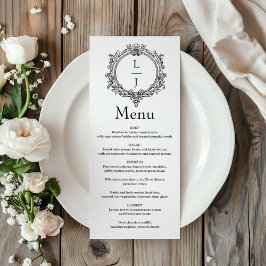 Menú black and white foliage Crest wedding
