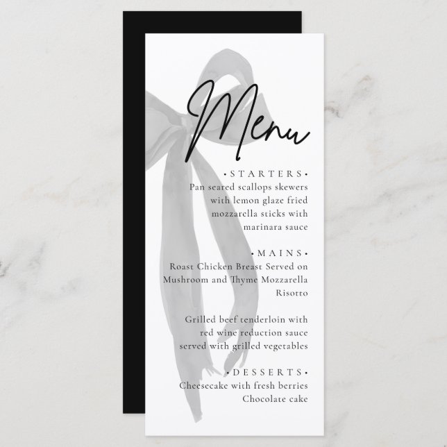 Menú Black Bow está atando la ducha nupcial (Anverso / Reverso)