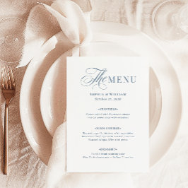 Menú Blanco Elegante y Azul Polvoriento | Luxe Clásico 
