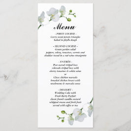 Menú Blanco moderno y minimalista con orquídea