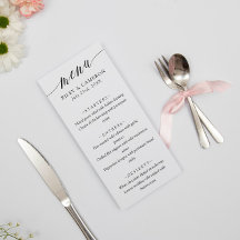 Blanco Negro Delicado caligrafía Elegante Boda