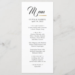 Menú Blanco y negro. Boda clásico simple