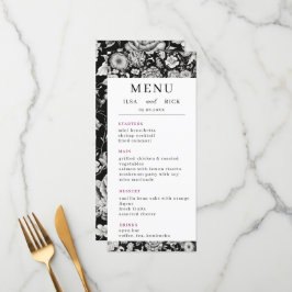 Menú Bloom nocturno: Una boda elegante floral oscura