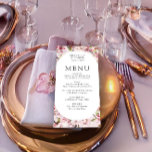 Menú Blossom de cerezo Elegante Boda Floral Rosa<br><div class="desc">Una bonita carta de boda floral blanca y rosa suave, adornada con delicadas ramas de flores de cerezo acuáticas, que le confieren un toque botánico y elegante a su celebración. El diseño marca la pauta para un día romántico e inolvidable que encarna la belleza intemporal de la primavera con sus...</div>