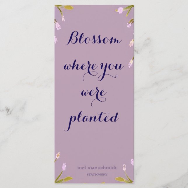 Menú Blossom where you´re planted Bookmark Lesezeichen (Anverso)