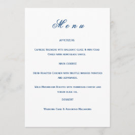Menú Blue and White Wedding