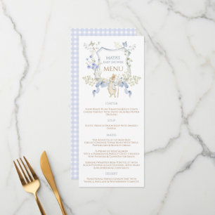 Menú Blue Gingham Peter the Rabbit Baby Shower MUTED BL